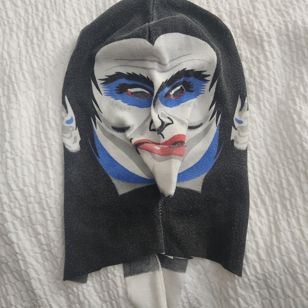 Vintage Novelty Face‎ Print Balaclava Knit Mask Grey Blue Red Halloween Costume